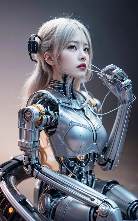 complex 3d render ultra-detailed beautiful porcelain profile female android face, cyborg, robot part, 150 mm, beautiful studio s...