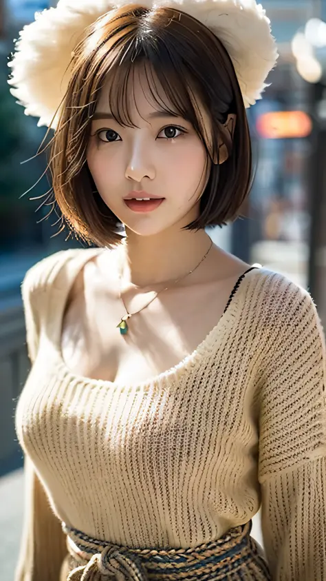 woman, Large breasts, facingviewer,fcPortrait, Cropped sweater - SeaArt AI