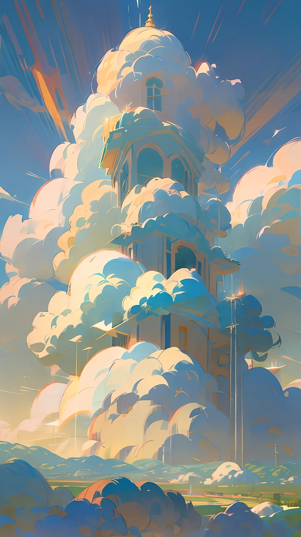 Floresta 4K HD Anime Nuvens Céu Nuvens Coloridas Mitologia Dunhuang