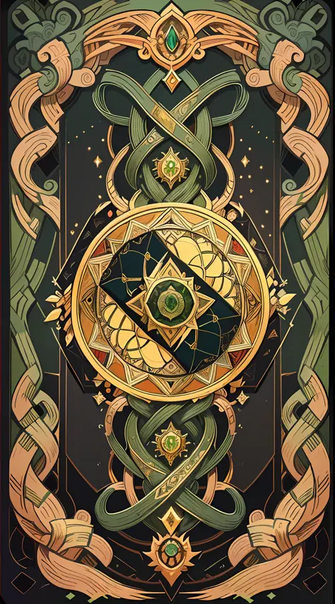 Official art, 8k unit wallpaper, ultra detailed, beautiful and aesthetic, high quality, beautiful, masterpiece, best quality (zentangle, mandala, tangle: 0.6), symmetrical, mandala symbolizing daggers and medieval blades. (Complementary color: black, green...