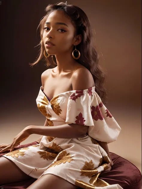 a photo close-up of a beautiful (((African))) black haired woman with freckles, fashion editorial, studio photography, magazine ...