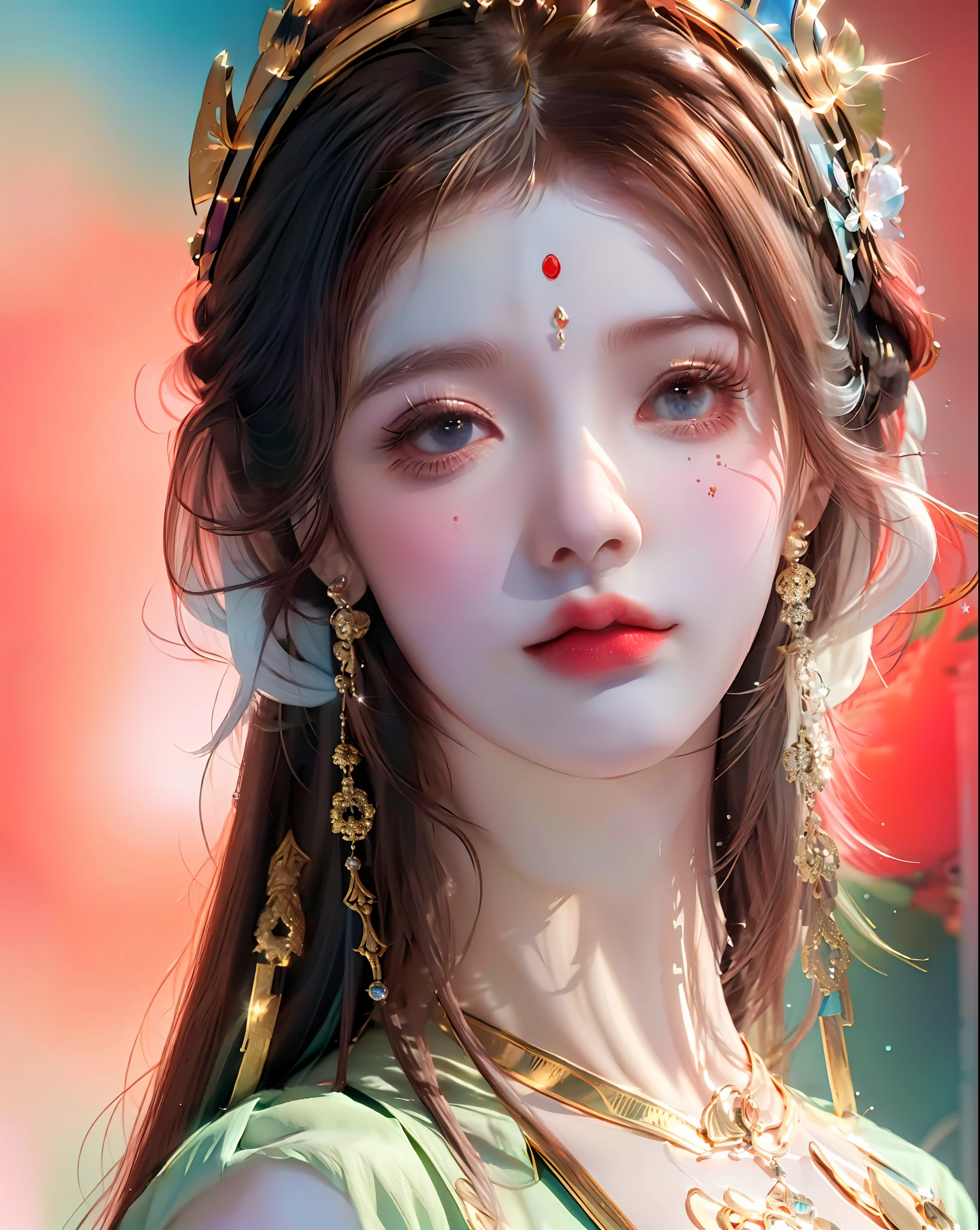 (Masterpiece, Top Quality, Best Quality, Official Art, Beauty and Aesthetics: 1.2), (1girl: 1.3), Blue Skin, Hair Crown, Very Detailed, (Fractal Art: 1.2), Colorful, Most Detailed, (Zentangle: 1.2), (Dynamic Pose), (Abstract Background: 1.5), (Ancient Indian Costume: 1.2), (Shiny Skin), (Multiple Colors: 1.4), Full Body.