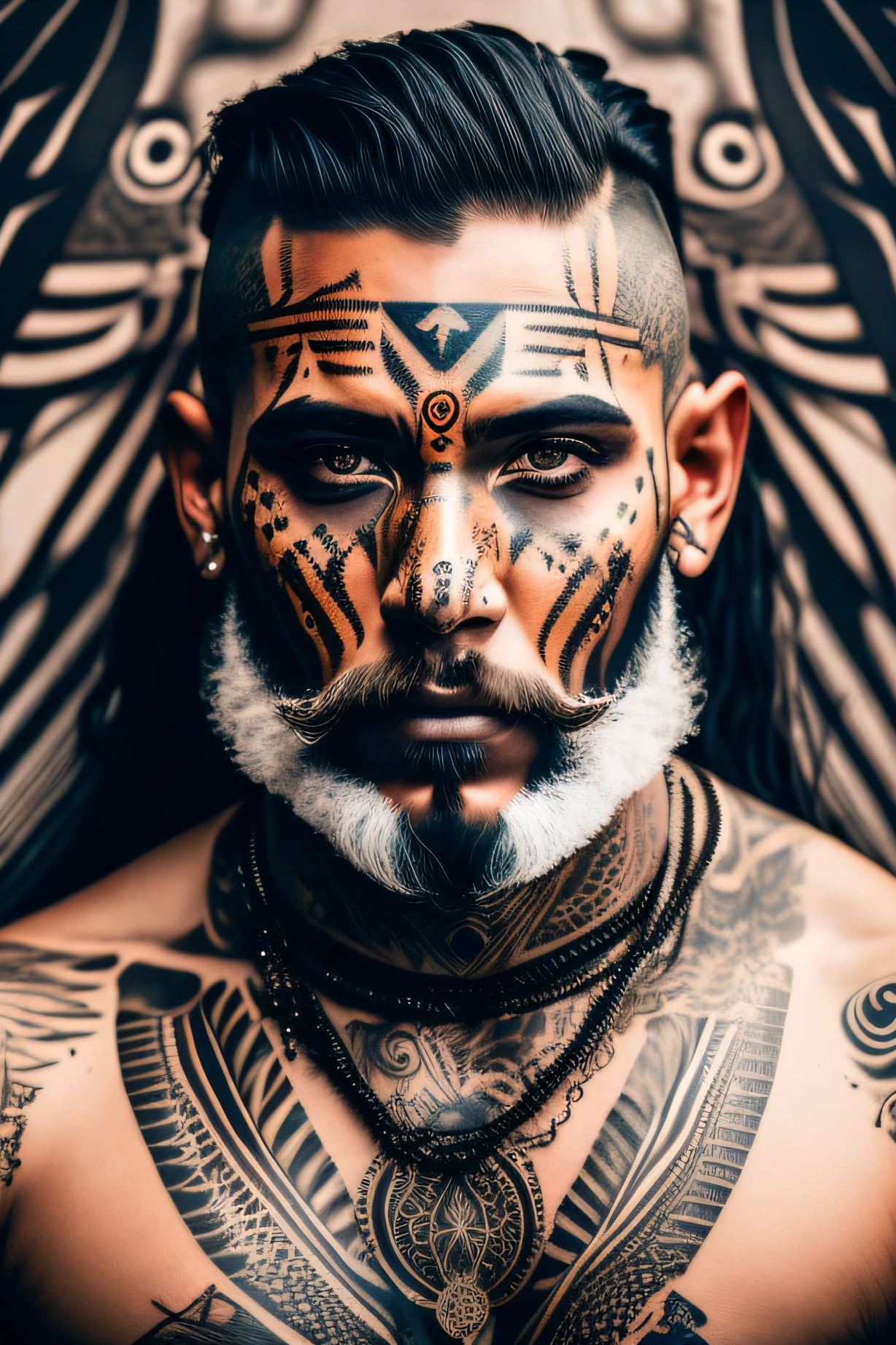 Bearded Man Tattoo On Chest Arms Stock Photo 1425754787 | Shutterstock