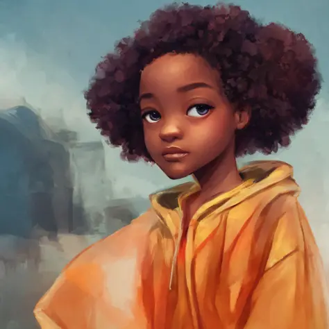 there is a drawing of a girl with a big afro, a digital painting by chinwe chukwuogo-roy, artstation, digital art, childrens art...