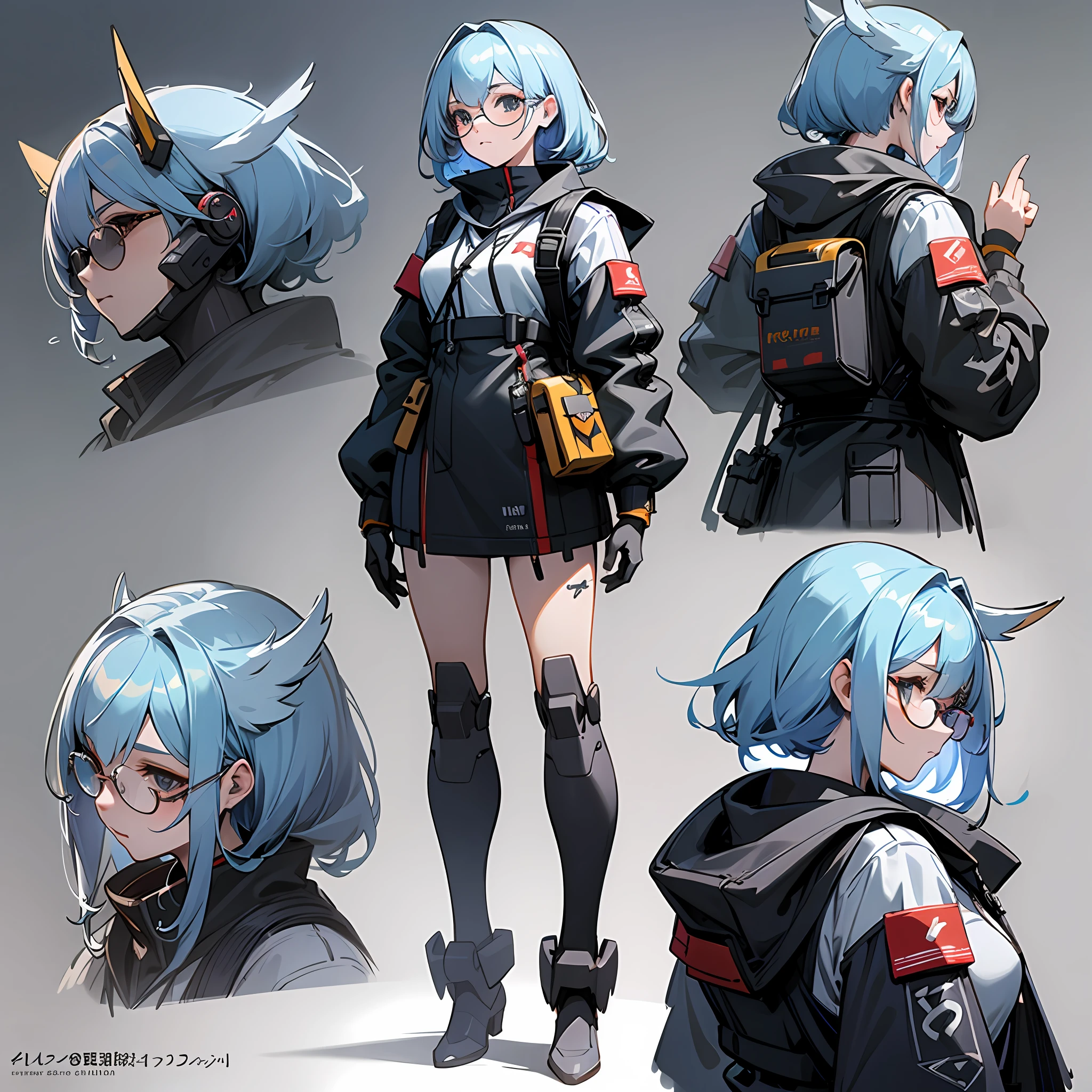 l2459072752-{best quality}, {{masterpiece}}, {high resolution},)) character design sheet, same character, front, side, back)) Original, extremely detailed 8K wallpaper, 1girl, {extremely delicate and beautiful}, anime character design of a woman with a backpack and backpack, a battle robot with glasses behind a girl, concept art for senior character artists, Pixiv trend, furry art, anime concept art, Ethereal and mecha themes in the back, great character design, Artstation pixiv trends, [character design], clean concept art, detailed anime character art, anime character design,