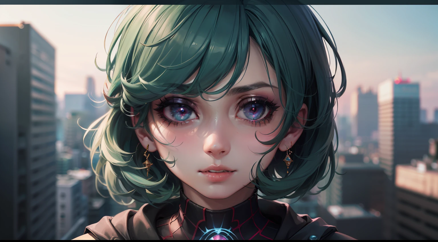 (1girl:1.3), Solo, (((Very detailed face)))), ((Very detailed eyes and face)))), Beautiful detail eyes, Body parts__, Official art, 8k unified wallpaper, Super detailed, beautiful and beautiful, beautiful, masterpiece, best quality, original, masterpiece, super thin photo, best quality, super high resolution, realistic realism, sunlight, short blue hair pink tips, facial marks, hair ornaments,  full body portrait, amazing beauty, dynamic pose, delicate face, vibrant eyes, (from the front), She wears Spider-Man suit, red and black color scheme, spider, very detailed city roof background, roof, with city view, detailed face, detailed complex busy background, messy, gorgeous, milky white, highly detailed skin, realistic skin details,  visible pores, clear focus, volumetric mist, 8k uhd, DSLR, high quality, film grain, light skin, photographic realism, lomography, futuristic dystopian megalopolis, translucent