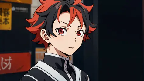 anime character with red hair and a black and white outfit, kimetsu no yaiba, handsome guy in demon slayer art, rin, today's fea...
