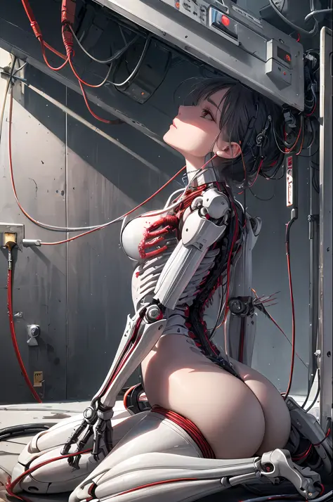 (((masterpiece))), (((best quality))), ((ultra-detailed)), (highly detailed CG illustration), ((completely & beautiful)),exposed ass,(from side),cinematic light,((1mechanical girl)),solo,full body,(machine made joints:1.2),((mechanical limbs)),(blood vesse...