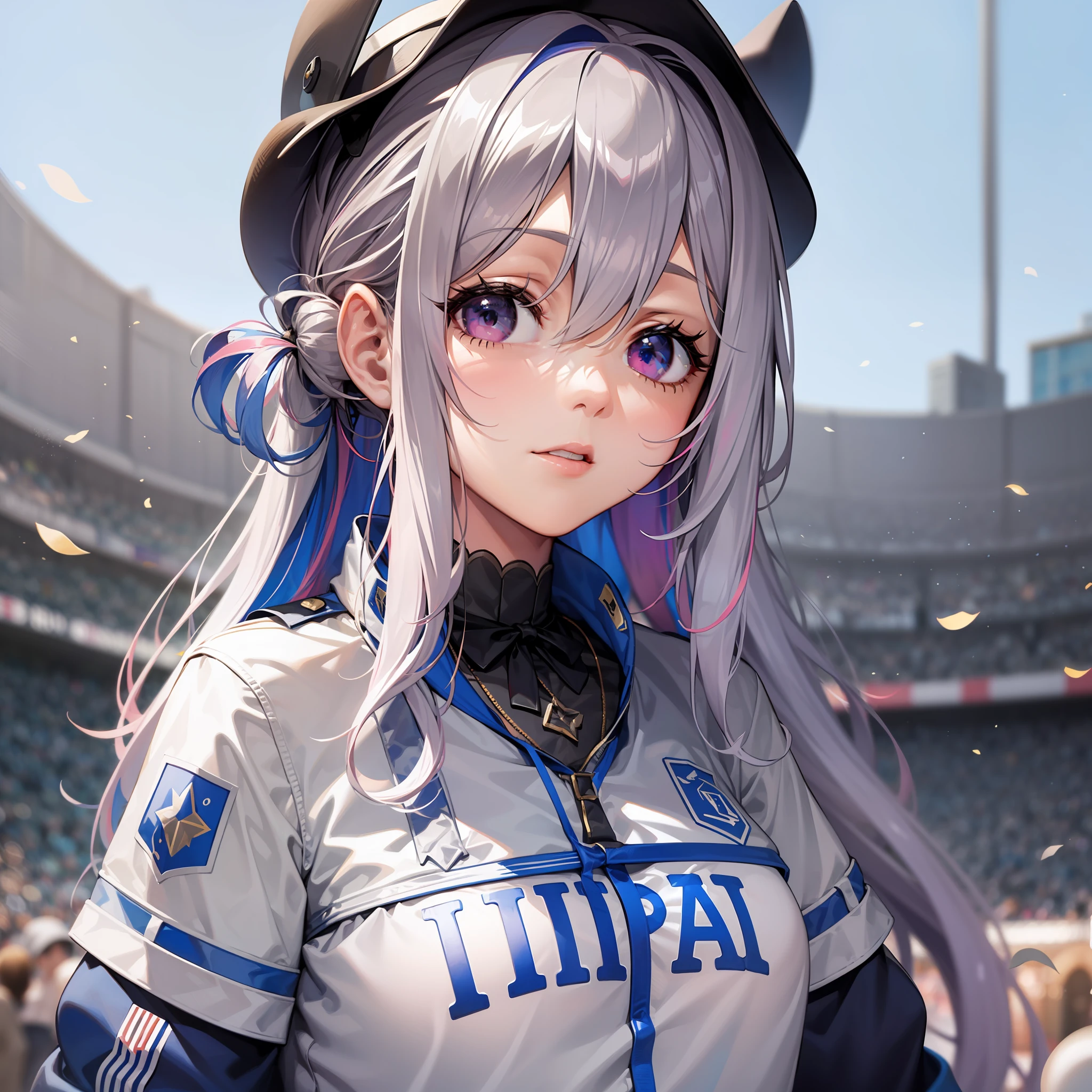 1 girl Amane Kanata with the uniform of the Italian football club (SSC Napoli) Present at the (Diego Armando Maradona Stadium) Salundo to the fans of Napoli