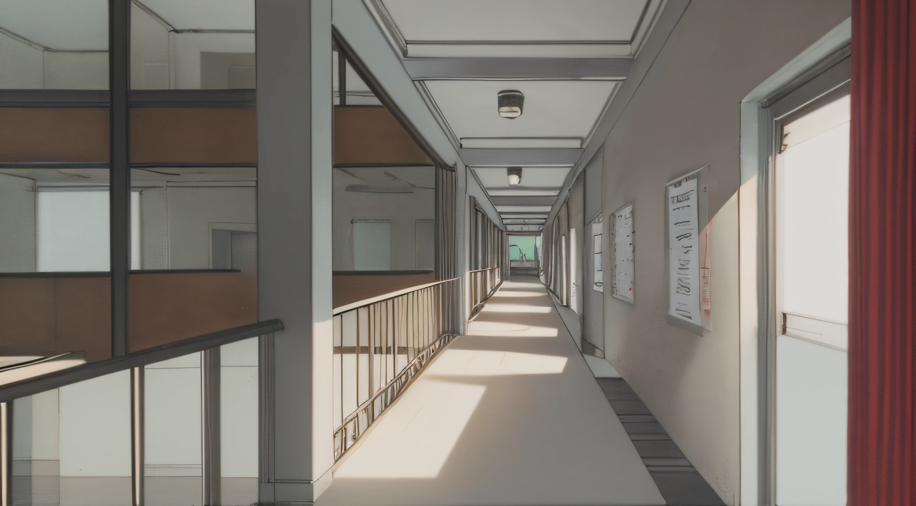 Classroom, hallway, anime keyframe, hand drawn animation, two-point ...