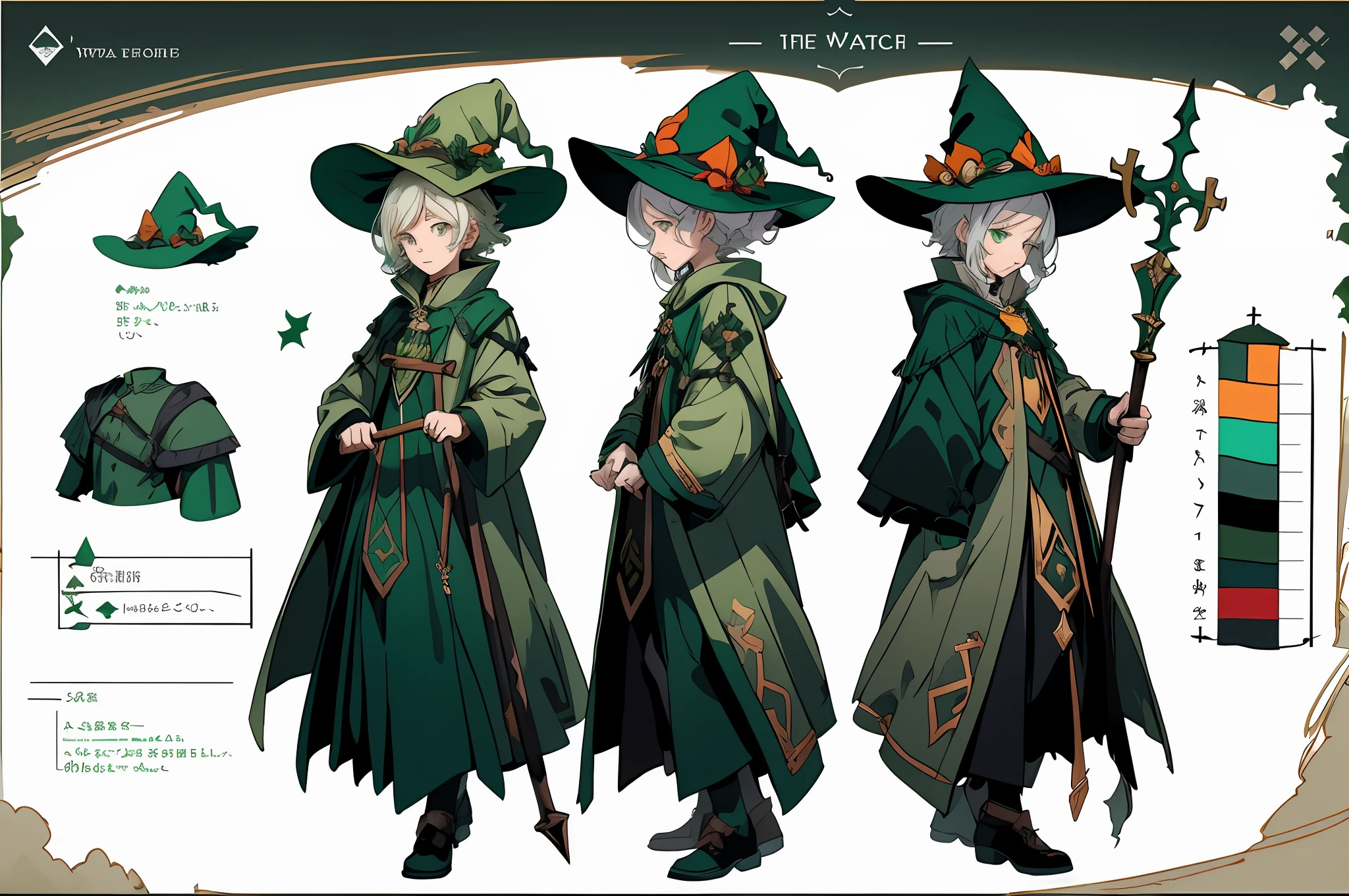 Femme blonde en robe et chapeau verts tenant une faux, classic sorcière, green sorcière walking her garden, en tant que personnage médiéval fantastique, middle-aged sorcière, Porter un manteau vert, avec un manteau vert, vêtue d'un manteau vert, robe médiévale. sorcière, a sorcière, vêtu d&#39;une robe verte, classic sorcière dress, sorcière fairy tale, sorcière woman .Monochromes, , art conceptuel,
yoimiyadef