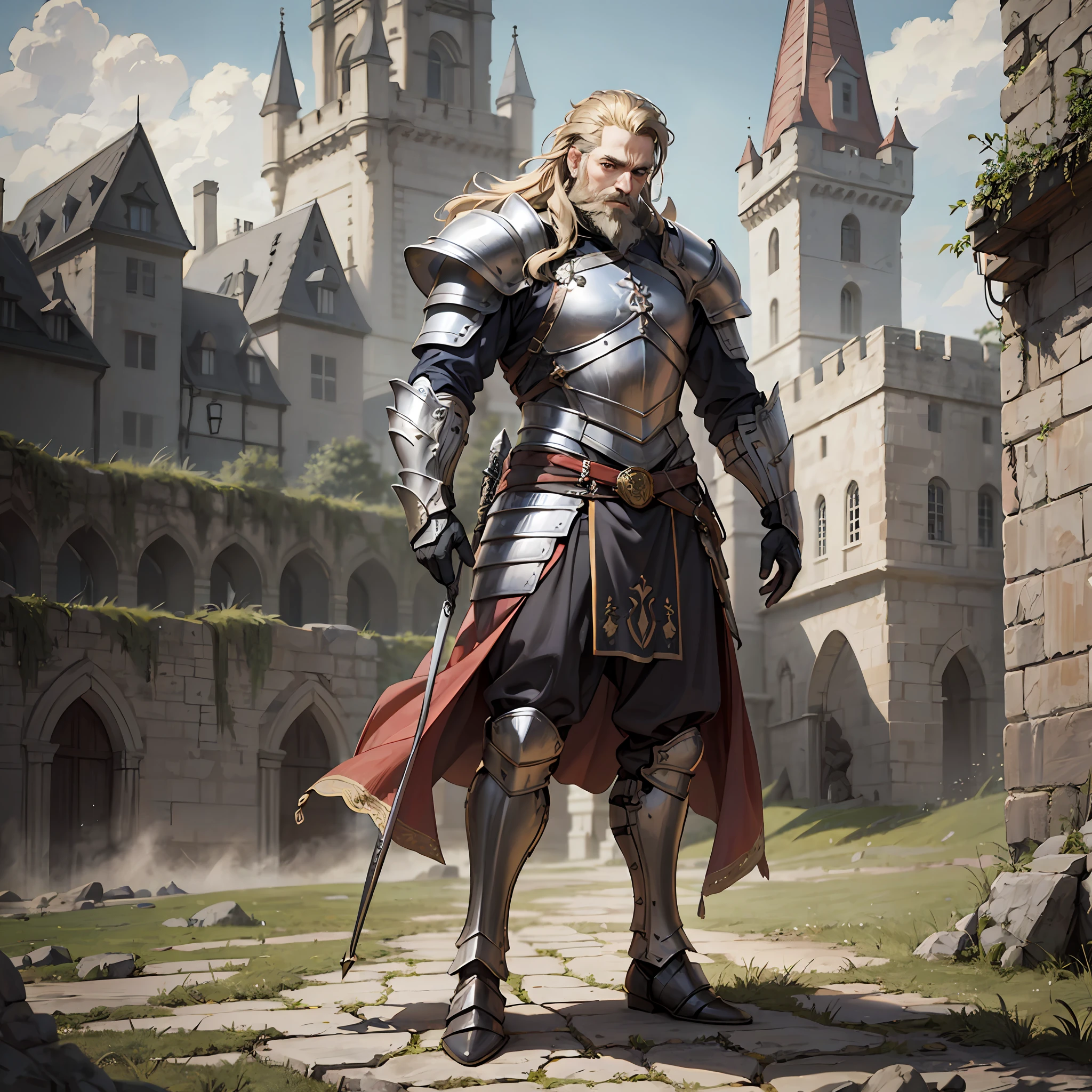 Sigfried,Men, Castle,Full Body, Nordic Armor, 4k, Bearded, Dark Fantasy, Realistic