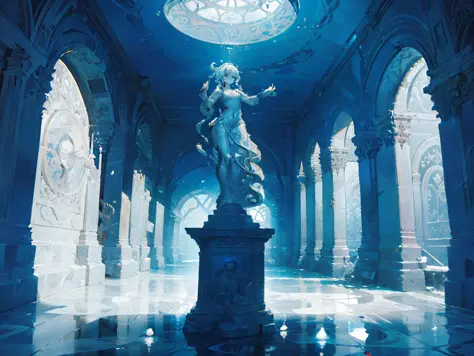Underwater Ruins, The pedestal at the center of the chamber stands as a focal point, drawing attention with its enigmatic aura. ...