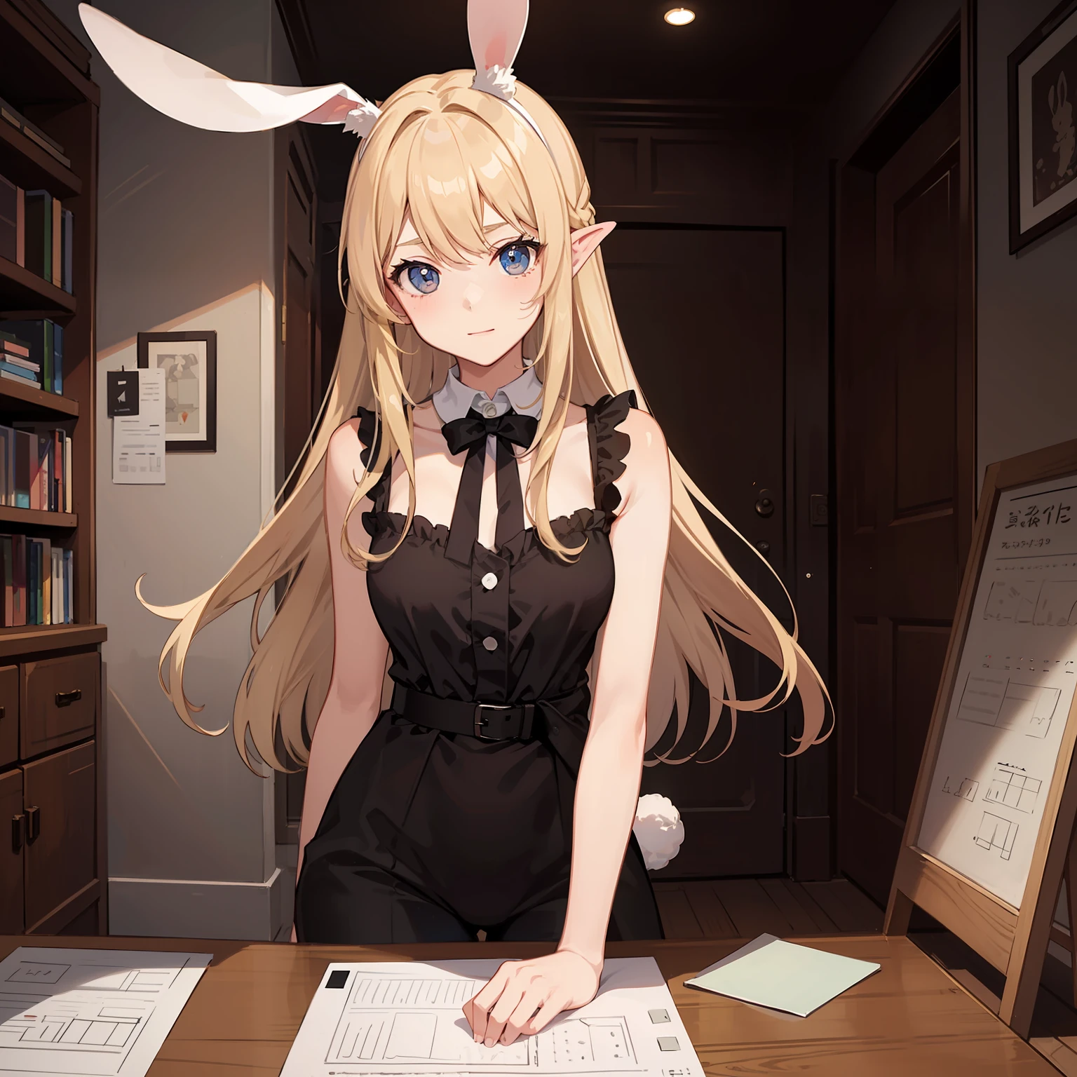 Anime Drawing Of A Girl With Long Blonde Hair Rabbit Eared Girl