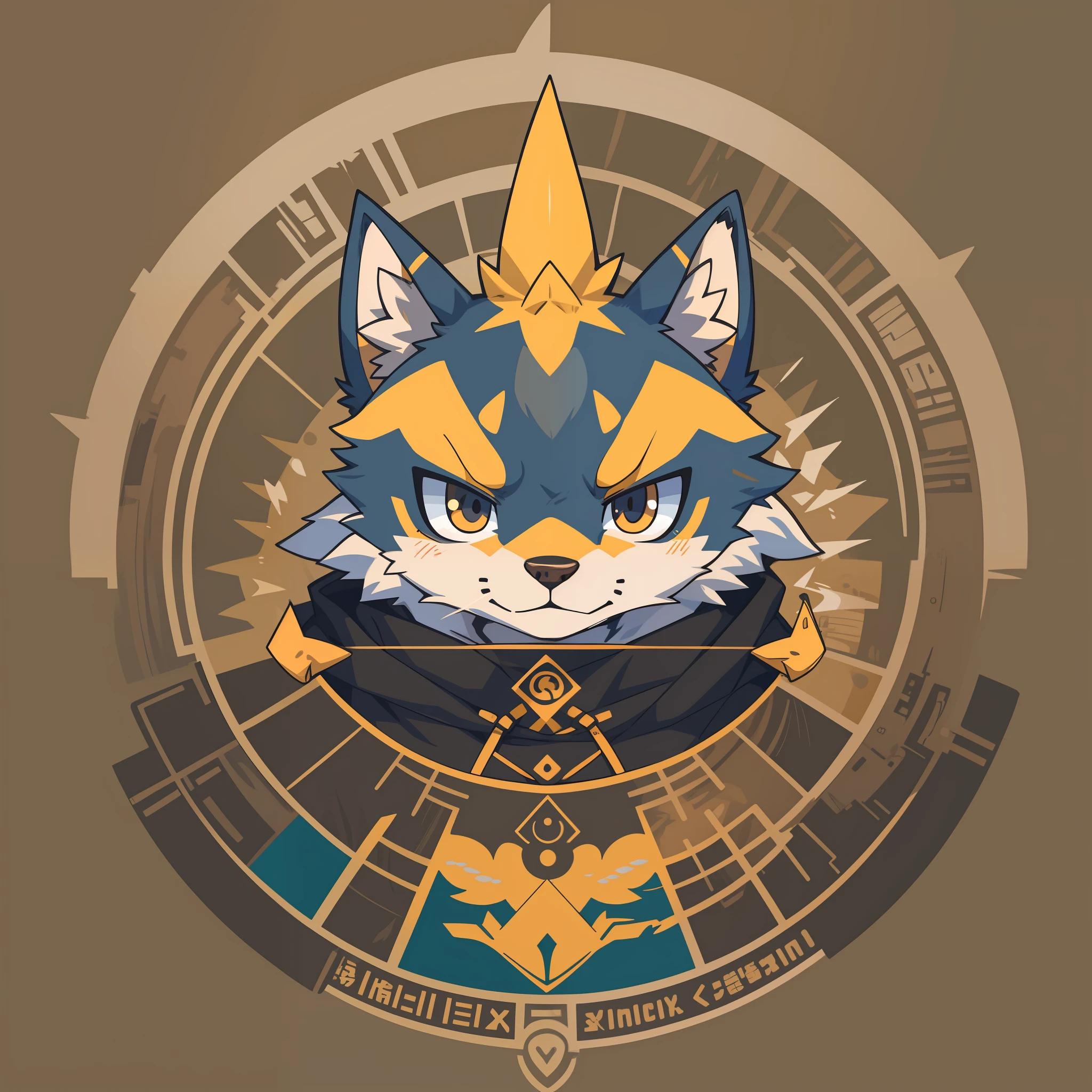 top quality, best quality, rzminjourney, vector-art, High-quality illustrations, masterpiece)(kemono, furry anthro)logo mark, round,