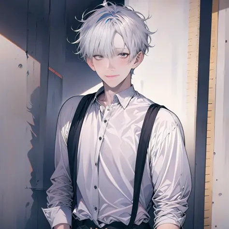 Anime character in office attire with suspenders on Craiyon