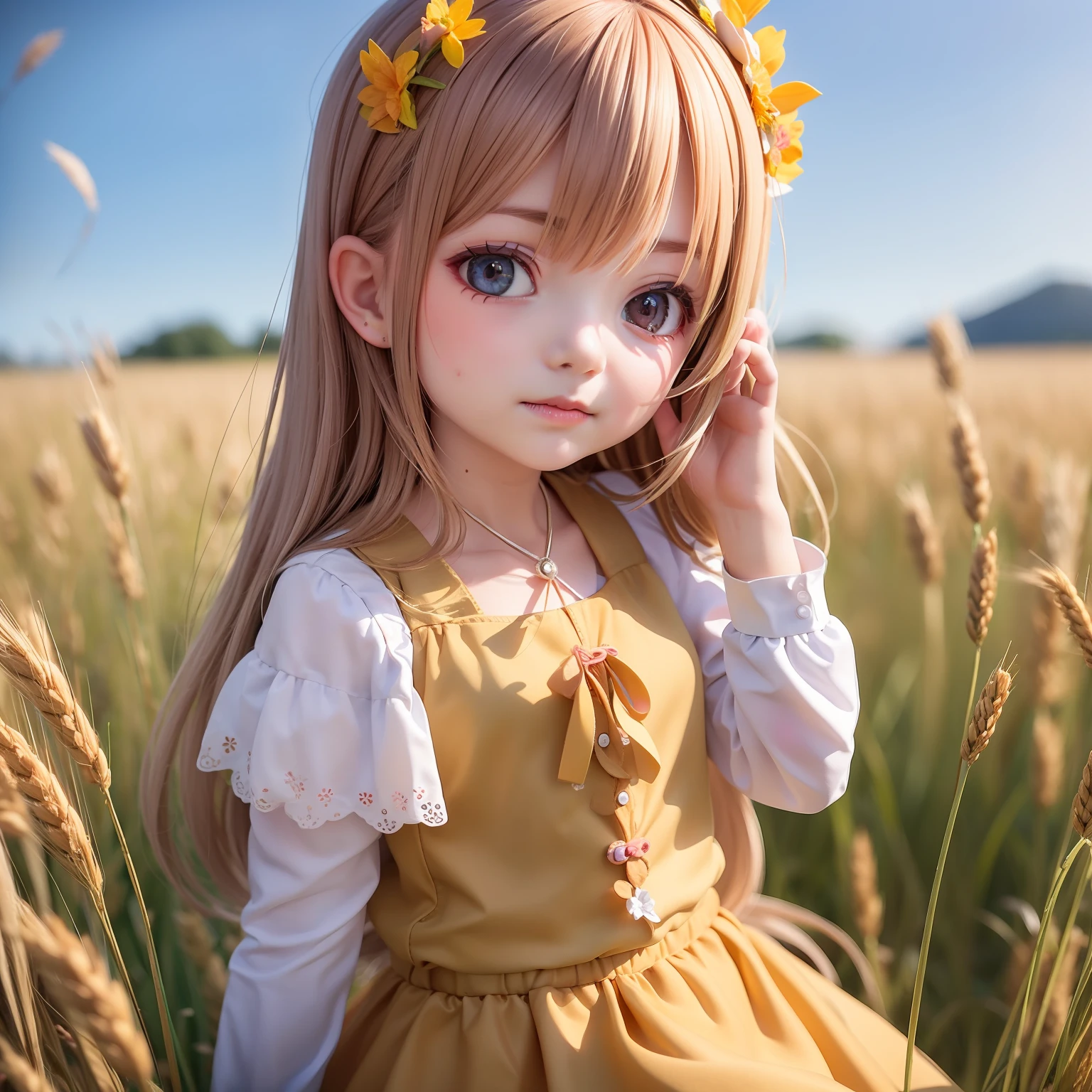 ((6year old girl:1.5)), complete anatomy, children's body, child, super cute, girl, little girl, random poses,random angles,

Ukrainian girl, wheat field, golden wheat field, embroidery,red and blue embroidery,
Ukrainian, Russian, Belarusian, Sorochka, Ukrainian folk costumes,

 beautiful girl, 1 girl, loli, petite girl, top quality, masterpiece, high eyes,drooping eyes,(realism: 1.2)), petite, bangs, tall eyes, natural light,(aquamarine eyes),bangs, beautiful girl with fine details, Beautiful and delicate eyes, Beautiful girl, detailed face, Beautiful eyes, beautiful shining body, 8K images,