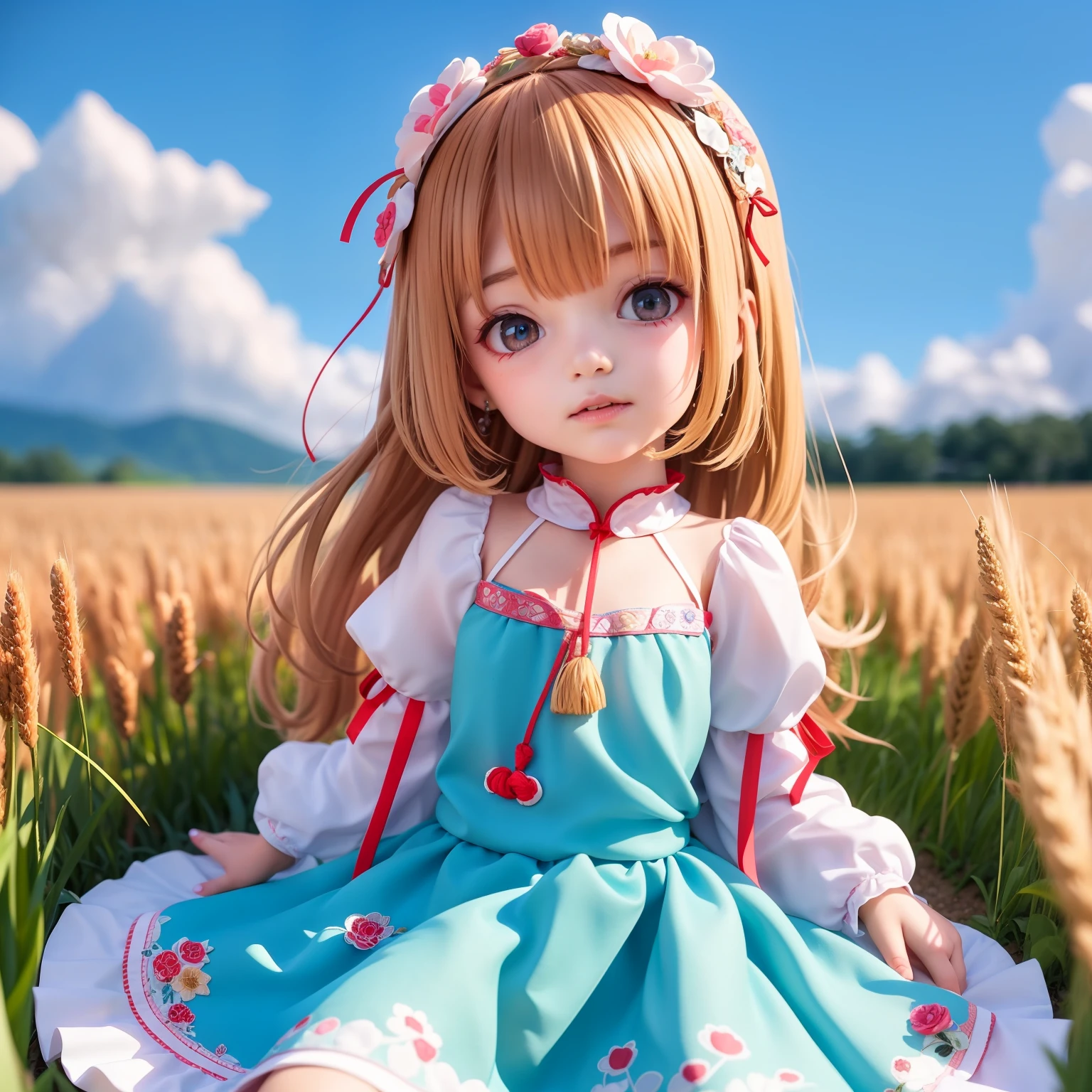 ((6year old girl:1.5)), complete anatomy, children's body, child, super cute, girl, little girl, random poses,random angles,

Ukrainian girl, wheat field, golden wheat field, embroidery,((red and blue embroidery)),
Ukrainian, Russian, Belarusian, Sorochka, Ukrainian folk costumes,

 beautiful girl, 1 girl, loli, petite girl, top quality, masterpiece, high eyes,drooping eyes,(realism: 1.2)), petite, bangs, tall eyes, natural light,(aquamarine eyes),bangs, beautiful girl with fine details, Beautiful and delicate eyes, Beautiful girl, detailed face, Beautiful eyes, beautiful shining body, 8K images,