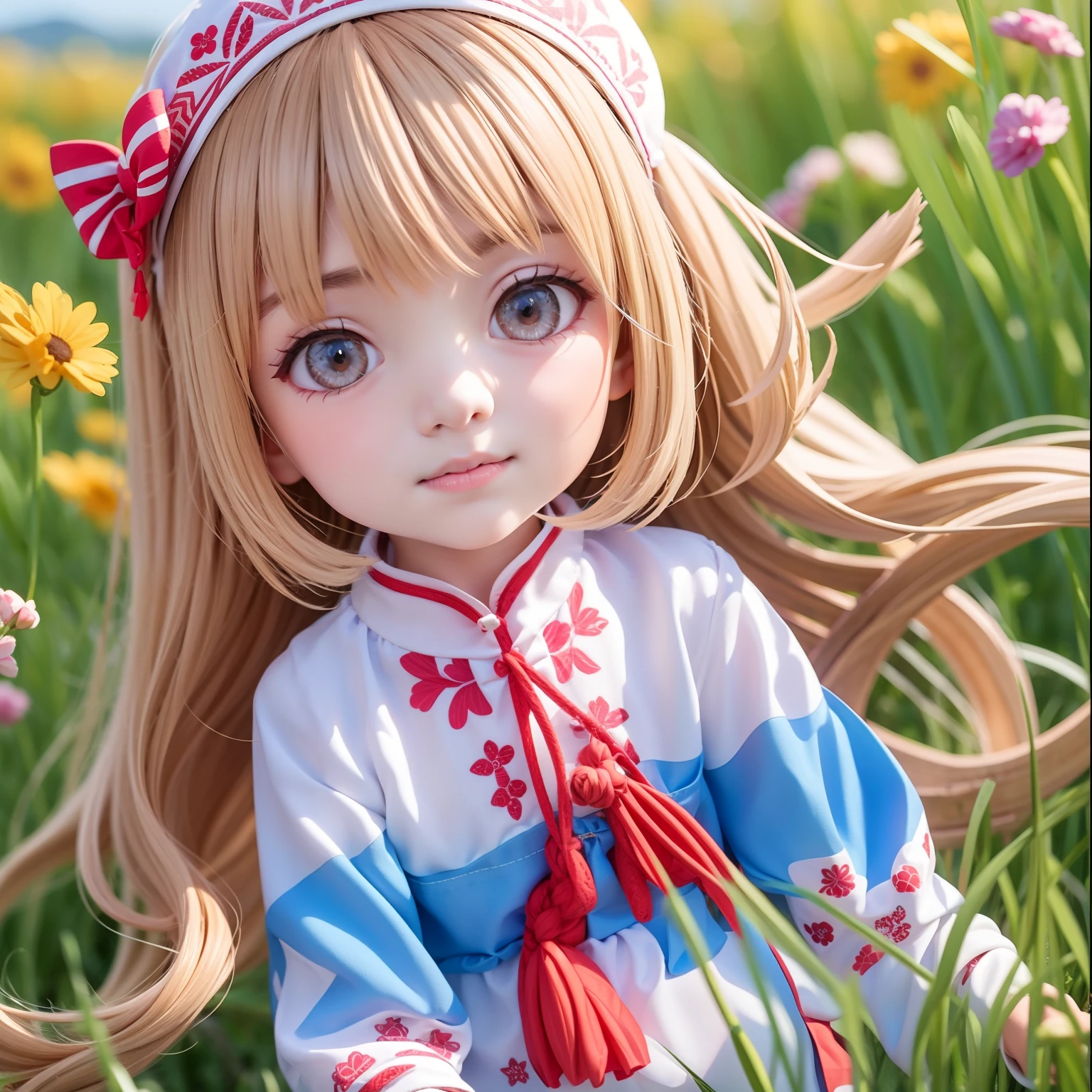 ((6year old girl:1.5)), complete anatomy, children's body, child, super cute, girl, little girl, random poses,random angles,

Ukrainian girl, wheat field, golden wheat field, embroidery,((red and blue embroidery)),
Ukrainian, Russian, Belarusian, Sorochka, Ukrainian folk costumes,(red, blue, white), (red, blue, and white hairband),

 beautiful girl, 1 girl, loli, petite girl, top quality, masterpiece, high eyes,drooping eyes,(realism: 1.2)), petite, bangs, tall eyes, natural light,(aquamarine eyes),bangs, beautiful girl with fine details, Beautiful and delicate eyes, Beautiful girl, detailed face, Beautiful eyes, beautiful shining body, 8K images,