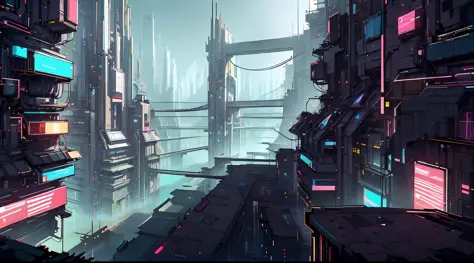 (masterpiece, best quality), bird's-eye view of a vaast cyberpunk city, massive structures, and busy streets, bright colors, intricate, photorealistic
