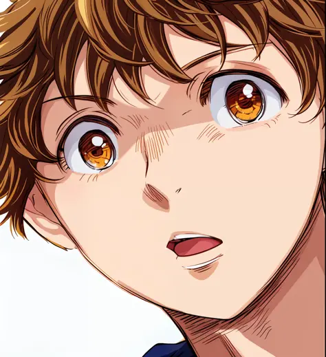 a anime of a man with a brown hair, close up, dreamy, brooding, open mouth, focus, color manga, manga color, color manga, color ...