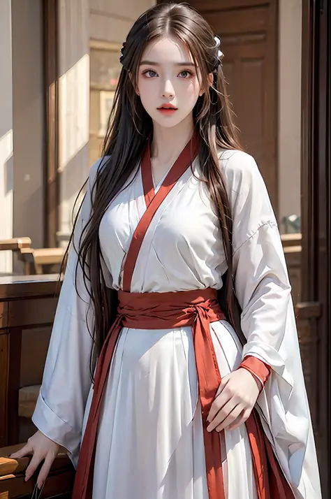 Best Quality, Masterpiece, Ultra High Resolution, (Photorealistic: 1.4), dynamic composition, engaging pose, soft yet striking lighting, shallow depth of field, 1 girl, detailed face, solo, hanfu