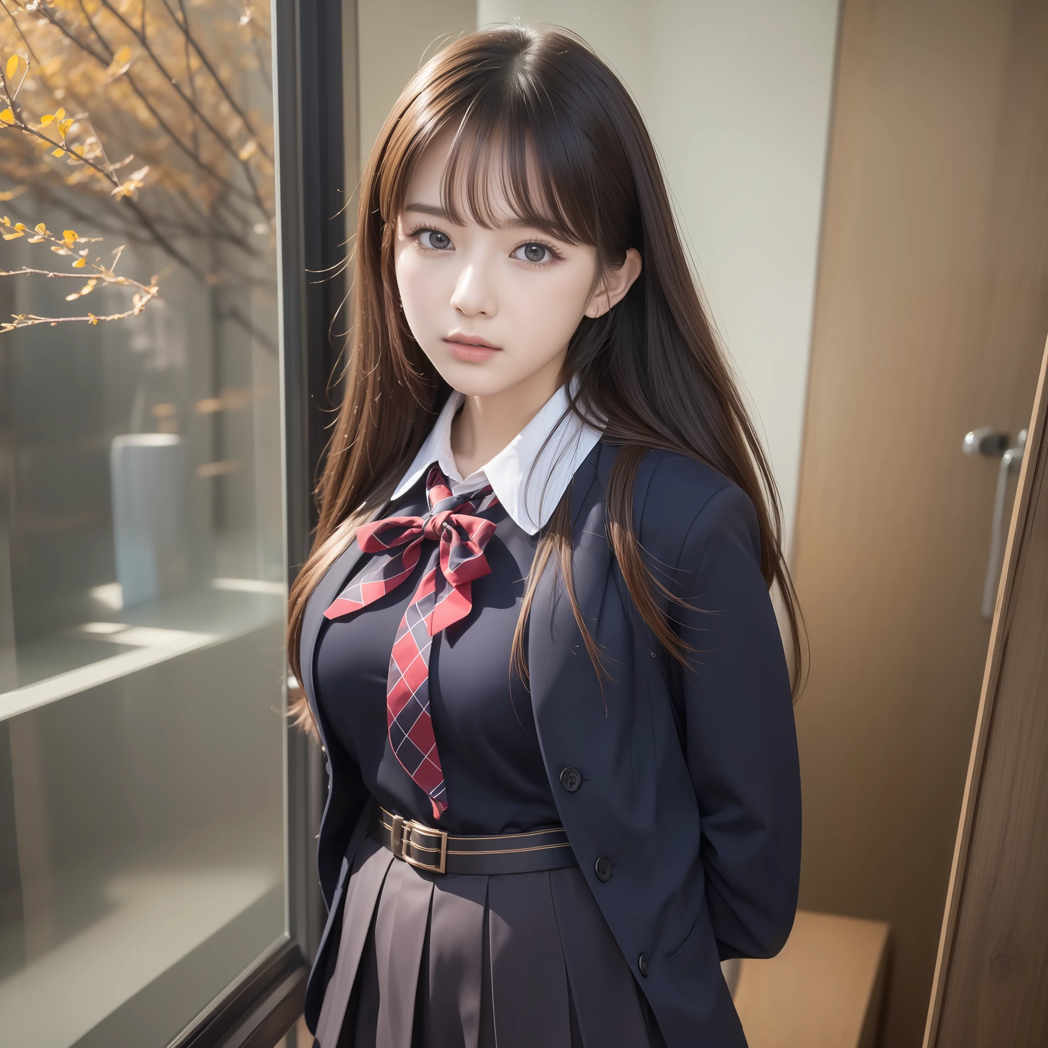 (Best quality, High resolution, Masterpiece :1.3), School uniform: 1.3, Korean Idol, Nogizaka Idol, Gravure Idol, Actress, fashion model posing