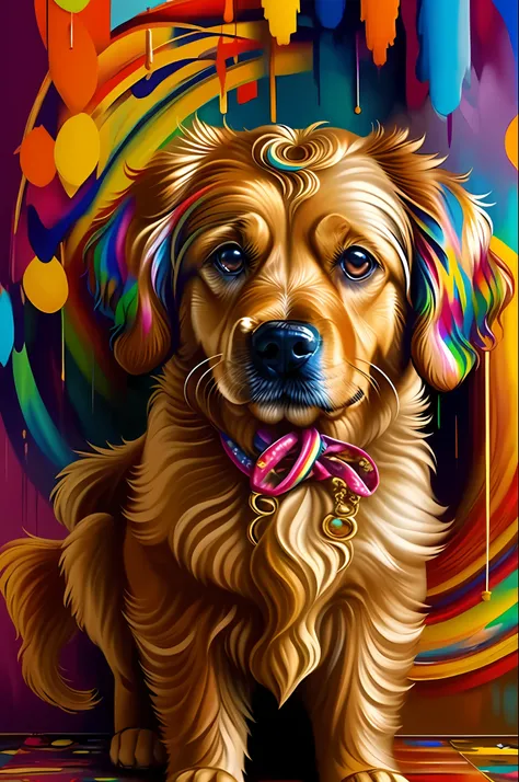 (Dog Golden Retriever),(happy)),(2ear)), Eduardo Kobra padding ,wall ...