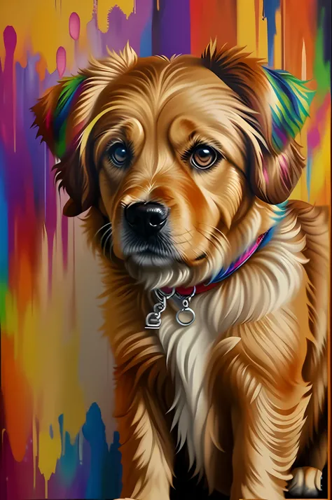 (Dog Golden Retriever),(happy)),(2ear)), Eduardo Kobra padding ,wall ...