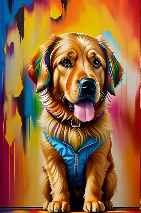 (Dog Golden Retriever),(happy)),(2ear)), Eduardo Kobra padding ,wall ...