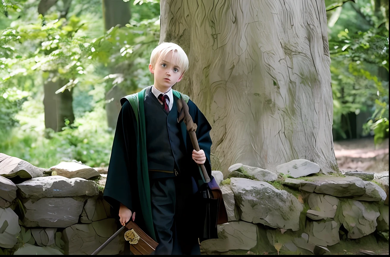 There is a young boy dressed in a harry potter costume - SeaArt AI