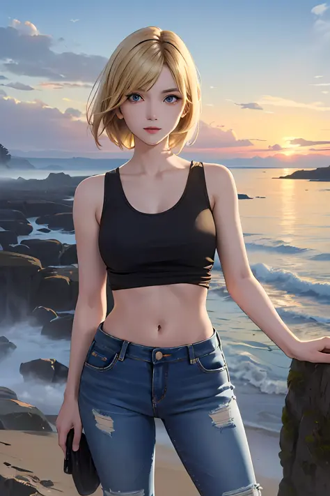 (masterpiece, best quality, highres, absurdres, ultra-detailed:1.3), 1girl, (ayabrea, parasite eve, slim, petite, blonde_hair, s...