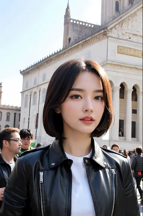 (8k:1.27), best quality, masterpiece, ultra highres:1.2) Photo of Pretty Chinese woman
 (beautiful:1.1),(Piazza dei Miracoli bac...