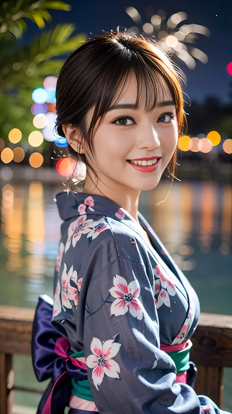 8K RAW Photos, UHD, HDR, Pro Photo, Best Quality, (Realistic, Photorealistic: 1.4), Night, Shooting Star, Clouds, Floral Yukata,...