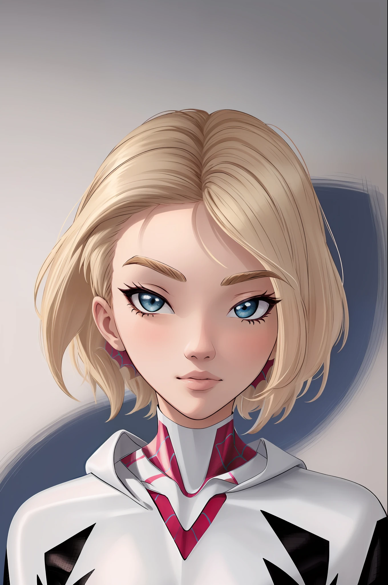 (masterpiece, highest quality), intricate details,
1girl, Gwen Stacy, Spider Gwen Suit , Bodysuit , Superhero, Blonde hair , Blue hair , Short hair, Animated ,Eyebrow Piercing Solo Focus