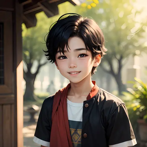 The boy had short black hair and bright and radiant eyes. Exudes the smell of sunshine. He had a bright smile, always with a hint of innocence and curiosity. --auto