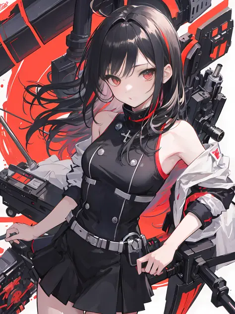Anime girl with long gray black hair and black and white costumes, best anime 4k konachang wallpaper, kantai collection style, anime art wallpaper 8k, black long hair, black red, anime style 4k, long white hair, anime art wallpaper 4k, anime art wallpaper ...