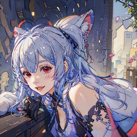Long head with white hair, cute, red eyes, low cat ears, blushing, vaginal water, making sounds, panting, loli