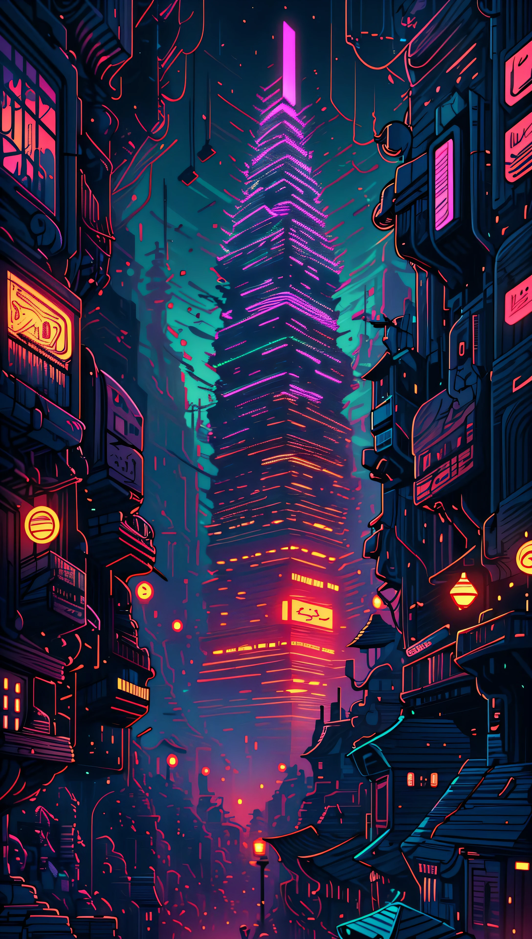 ((Best quality)), ((masterpiece)), (highly detailed:1.3), 3D,(Isometric:1.4),No Humans,StackedCityAI, Welcome to NeoCircuit, a sprawling megacity where neon-lit skyscrapers pierce the night sky and luminescent circuitry weaves through every facet of life. In this isometric cyberpunk metropolis, where reality intertwines with the digital realm, you find yourself at the heart of a thrilling conspiracy.As you navigate the dizzying streets, your eyes are drawn to the mesmerizing glow of the elevated data highways that crisscross the cityscape. Streams of vibrant light pulse with information, connecting the denizens of NeoCircuit to a world of limitless possibilities. The isometric view reveals the city's intricate layers, showcasing the bustling streets, towering arcologies, and clandestine alleyways that hide both secrets and opportunities.But within this neon-lit labyrinth, something sinister lurks in the shadows. The city's power brokers, elusive hackers, and corrupt corporations vie for control, employing advanced technology to manipulate the city's inhabitants. A powerful AI, known as the Oracle, pulls the strings from the depths of cyberspace, its true intentions veiled in enigma.You, an unlikely protagonist, possess unique skills that make you a target and a potential savior. Equipped with a cutting-edge neural implant and augmented reality interface, you possess the ability to unravel the city's mysteries and expose the truth behind NeoCircuit's dark underbelly. The isometric perspective captures the city's sprawling complexity, offering glimpses into hidden corners and secret hideouts, each holding clues to the grand puzzle that awaits.As you delve deeper into the neon-drenched underworld, you encounter a diverse cast of characters, each with their own motivations and agendas. Street-level hackers, rogue operatives, and enigmatic rebels become your allies and adversaries in this high-stakes game of survival. The isometric view allows you to strategize your every move, from navigating perilous rooftops to hacking into secure mainframes, as you gradually uncover a web of corruption that stretches far beyond what you initially imagined.Within the neon-infused cyberpunk tapestry of NeoCircuit, you will confront thrilling challenges and make choices that shape not only your own fate but also the destiny of the entire city. Will you expose the truth and ignite a revolution against the oppressors? Or succumb to the allure of power and become a puppet in the hands of those who manipulate the digital realm? The isometric view grants you a panoramic perspective, urging you to tread carefully as you decide which path to embrace,HDR (High Dynamic Range),Ray Tracing,NVIDIA RTX,Super-Resolution,Unreal 5,Subsurface scattering,PBR Texturing,Post-processing,Anisotropic Filtering,Depth-of-field,Maximum clarity and sharpness,Multi-layered textures,Albedo and Specular maps,Surface shading,Accurate simulation of light-material interaction,Perfect proportions,Octane Render,Two-tone lighting,Low ISO,White balance,Rule of thirds,Wide aperature,8K RAW,Efficient Sub-Pixel,sub-pixel convolution,luminescent particles