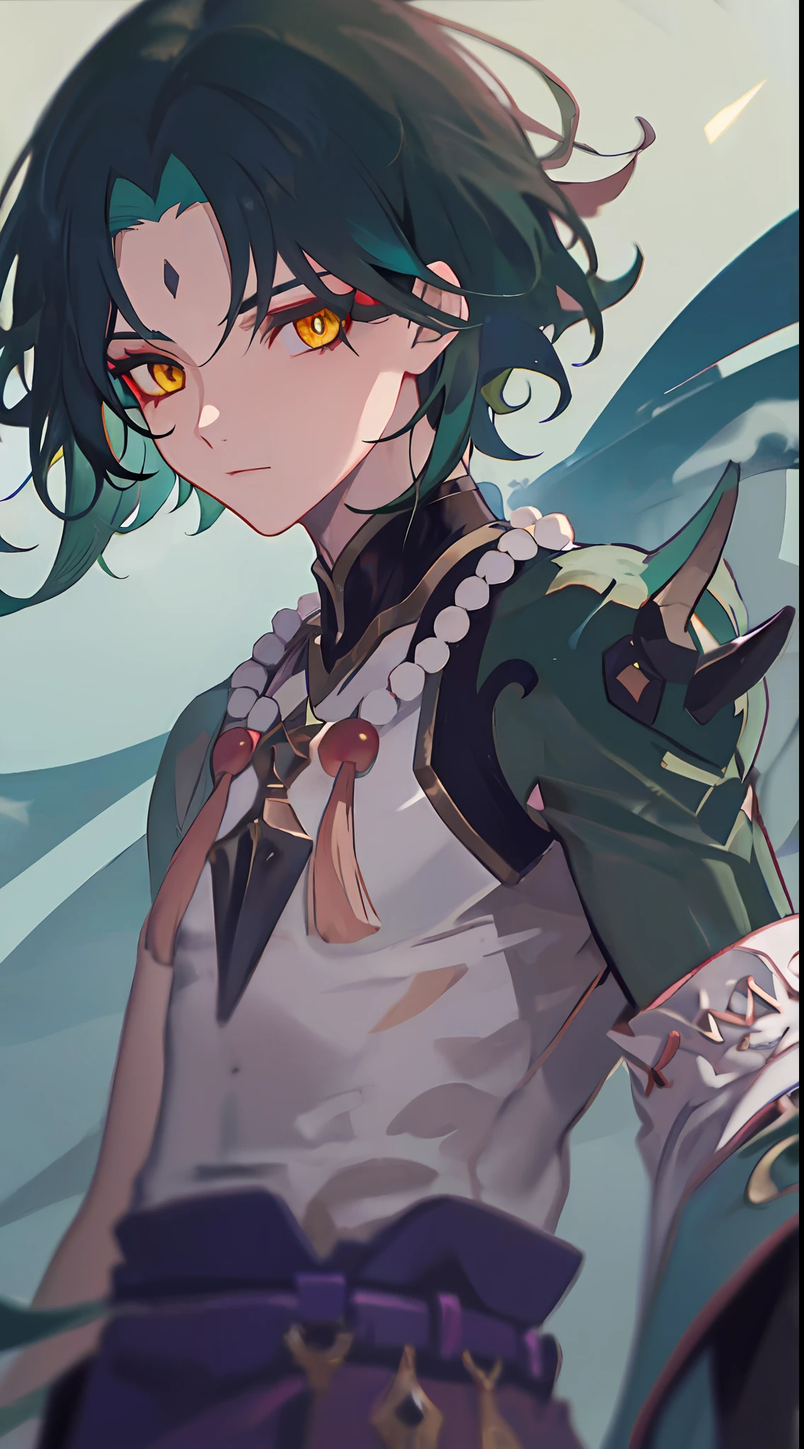 1boy,dark green hair,best quality,masterpiece,extremley,yellow eyes,male focus,beautiful eyes,