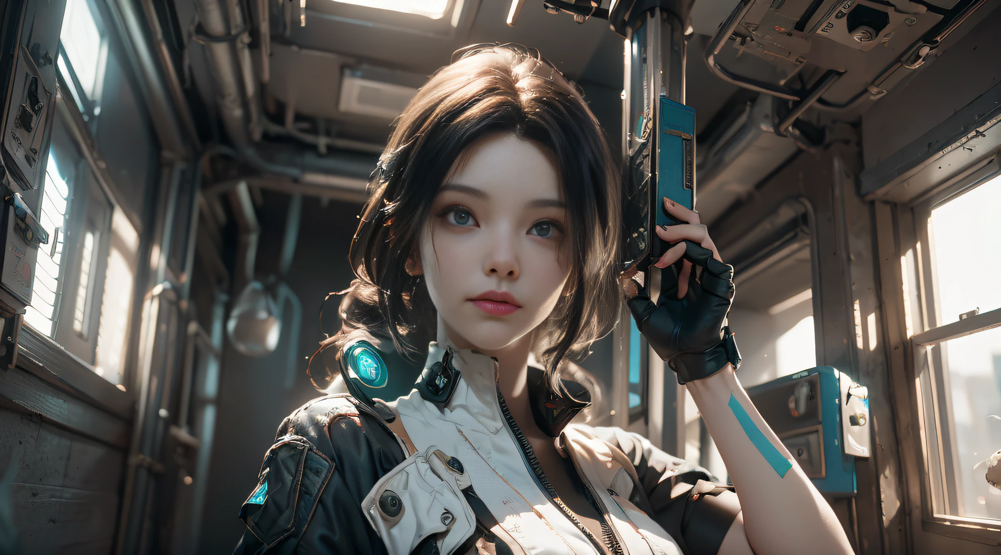 ((Best quality)), ((masterpiece)), (detailed:1.4), 3D, an image of a beautiful cyberpunk female,HDR (High Dynamic Range),Ray Tracing,NVIDIA RTX,Super-Resolution,Unreal 5,Subsurface scattering,PBR Texturing,Post-processing,Anisotropic Filtering,Depth-of-field,Maximum clarity and sharpness,Multi-layered textures,Albedo and Specular maps,Surface shading,Accurate simulation of light-material interaction,Perfect proportions,Octane Render,Two-tone lighting,Wide aperture,Low ISO,White balance,Rule of thirds,8K RAW,