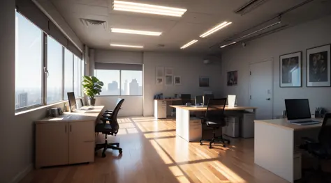 (8k, RAW photo, best quality, masterpiece: 1.2), (realistic, photo-realistic: 1.37), ultra-detailed, ultra high res, modern office, moderately lit, --auto