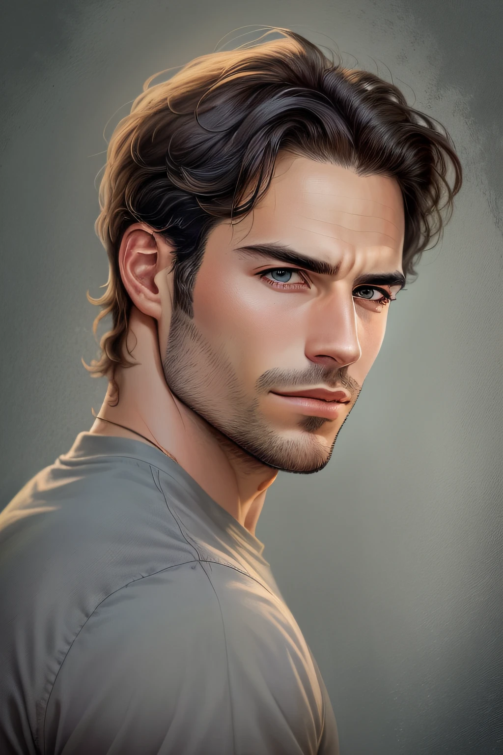 Arafed man with a gray shirt, headshot profile picture, raphael personnaz, handsome man, photography