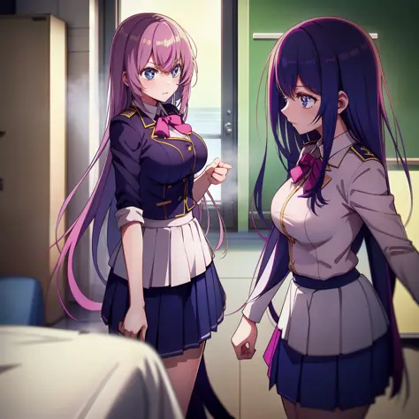 After school, two cute schoolgirls are arguing over you (viewers). Quarrels are not that serious... It is supposed to be. They are both in uniform, but they are different uniforms like different high schools. A beautiful girl in the style of an anime, a hi...