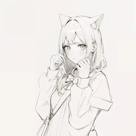 anime, anime cat girl, cute anime girl, color, high quality