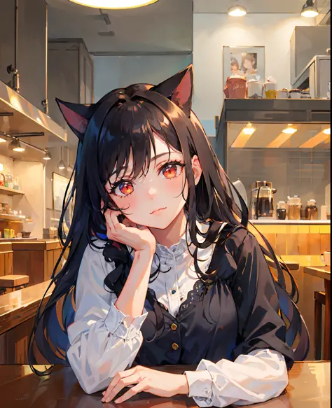 (masterpiece), (best quality), (intricate_details:1.1), (finely detailed:1.4), (distinct_image:1.2), (cafe background), solo gir...