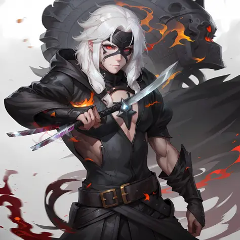 anime character with white hair and black outfit holding a sword, by yang j, extremely detailed artgerm, beautiful male god of d...