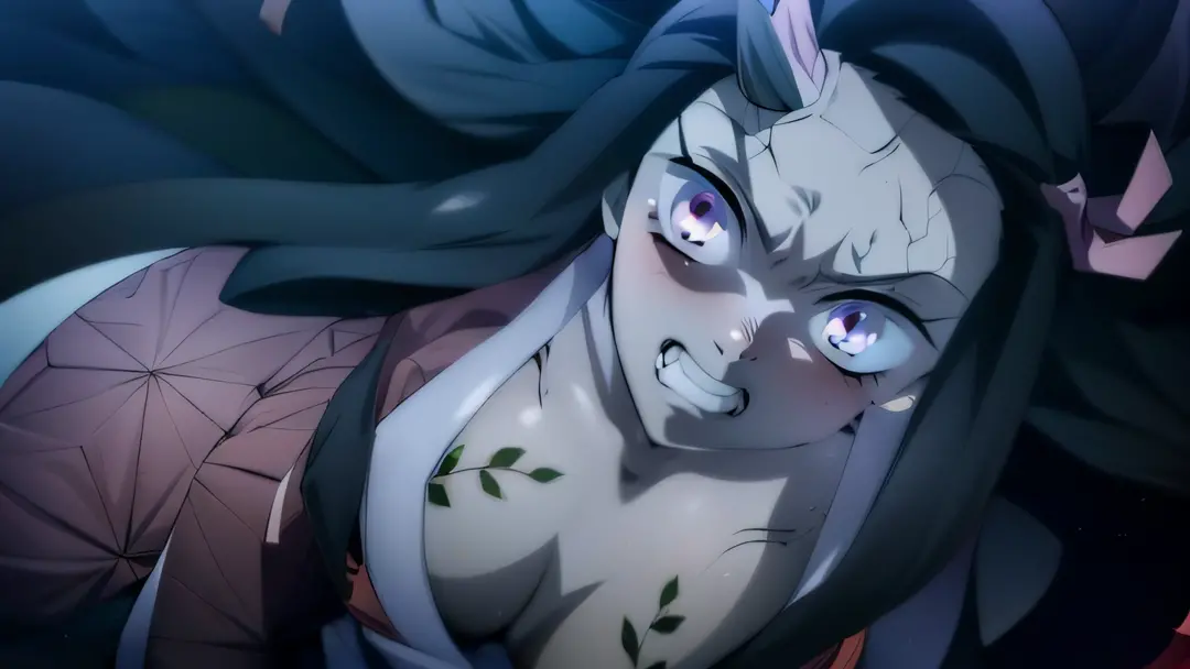 anime character with long hair and purple eyes staring at something, albedo from the anime overlord, the piercing stare of yuki onna, shalltear from overlord, screenshot from guro anime, still from anime, screenshot from the anime film, nezuko, screenshot ...