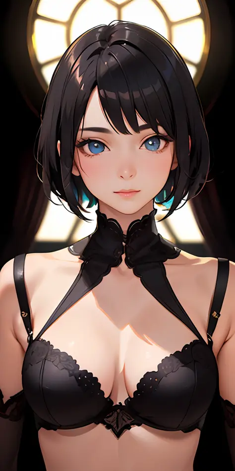 short black hair, (photorealistic:1.4), (masterpiece, sidelight, exquisite beautiful eyes: 1.2), masterpiece*portrait, realistic, 3D face, glowing eyes, shiny hair, shiny skin, solo, embarrassing, (abdomen),