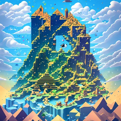 an ancient civilization eroded away, in pixel art style with an 8 color palette --auto